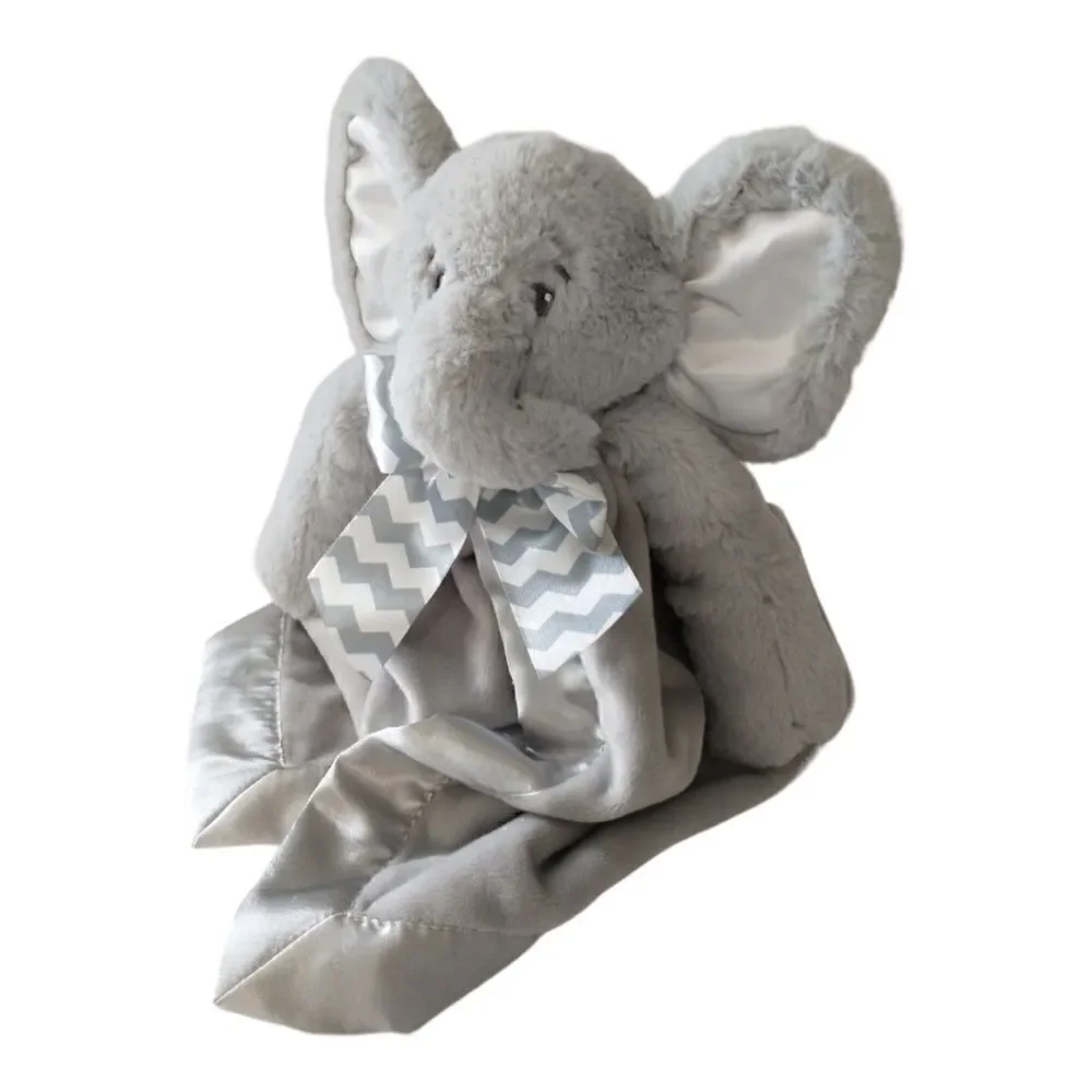 Bearington Baby Elephant Lovey Lil Spout Snuggler Gray Security Blanket Satin.‎
